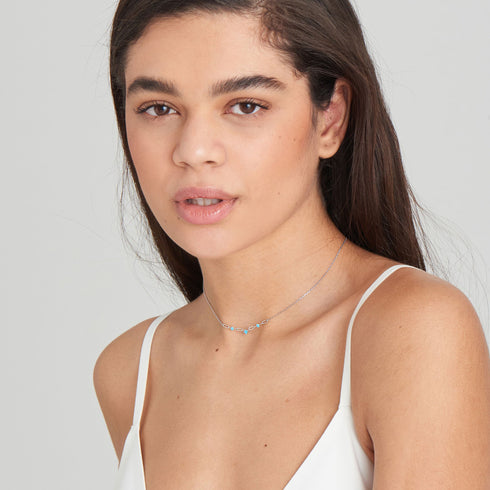 Turquoise Silver Link Necklace